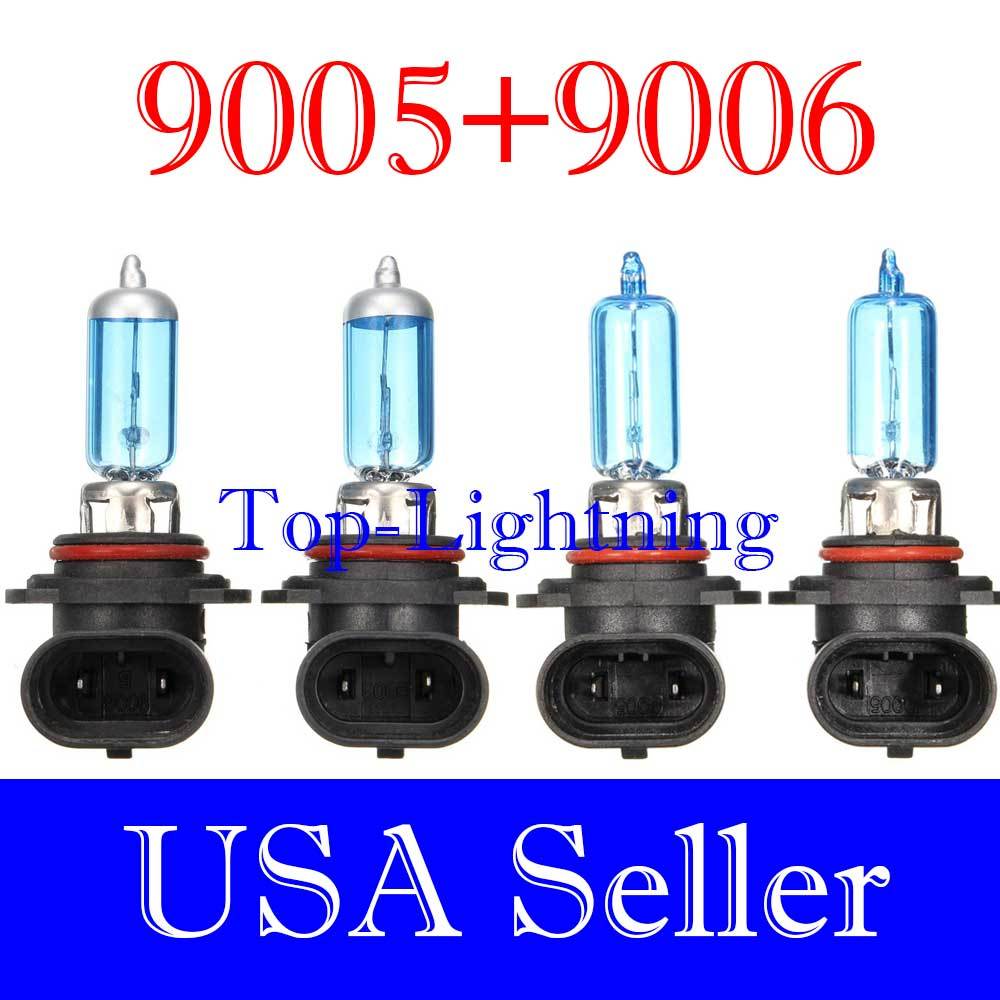 Combo 9006 HB4 9005 HB3 White Xenon Halogen 5000K Headlight Bulb #xh4 Hi/Lo Beam