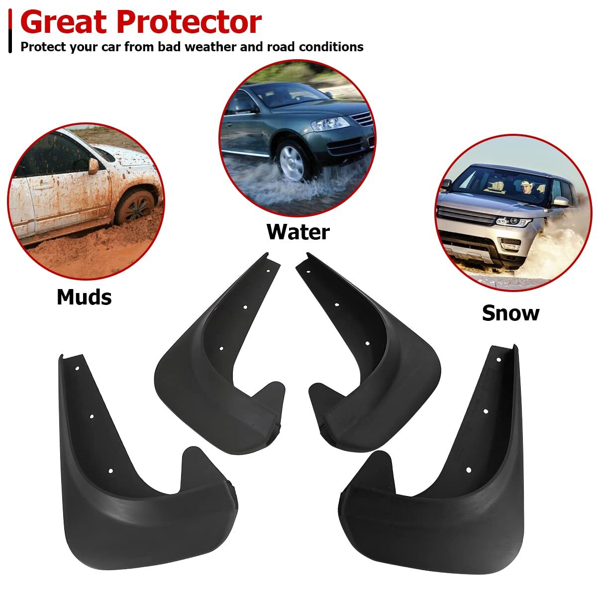 4 PCS Car Mud Flaps, Splash Proof Scratch-Resistant Protective Shield Kit Thicke