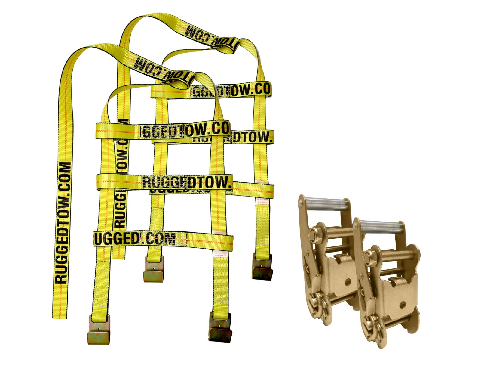 Adjustable Tow Dolly Wheel Net Flat Hooks with Short Ratchets 14-20″ Yellow Tow