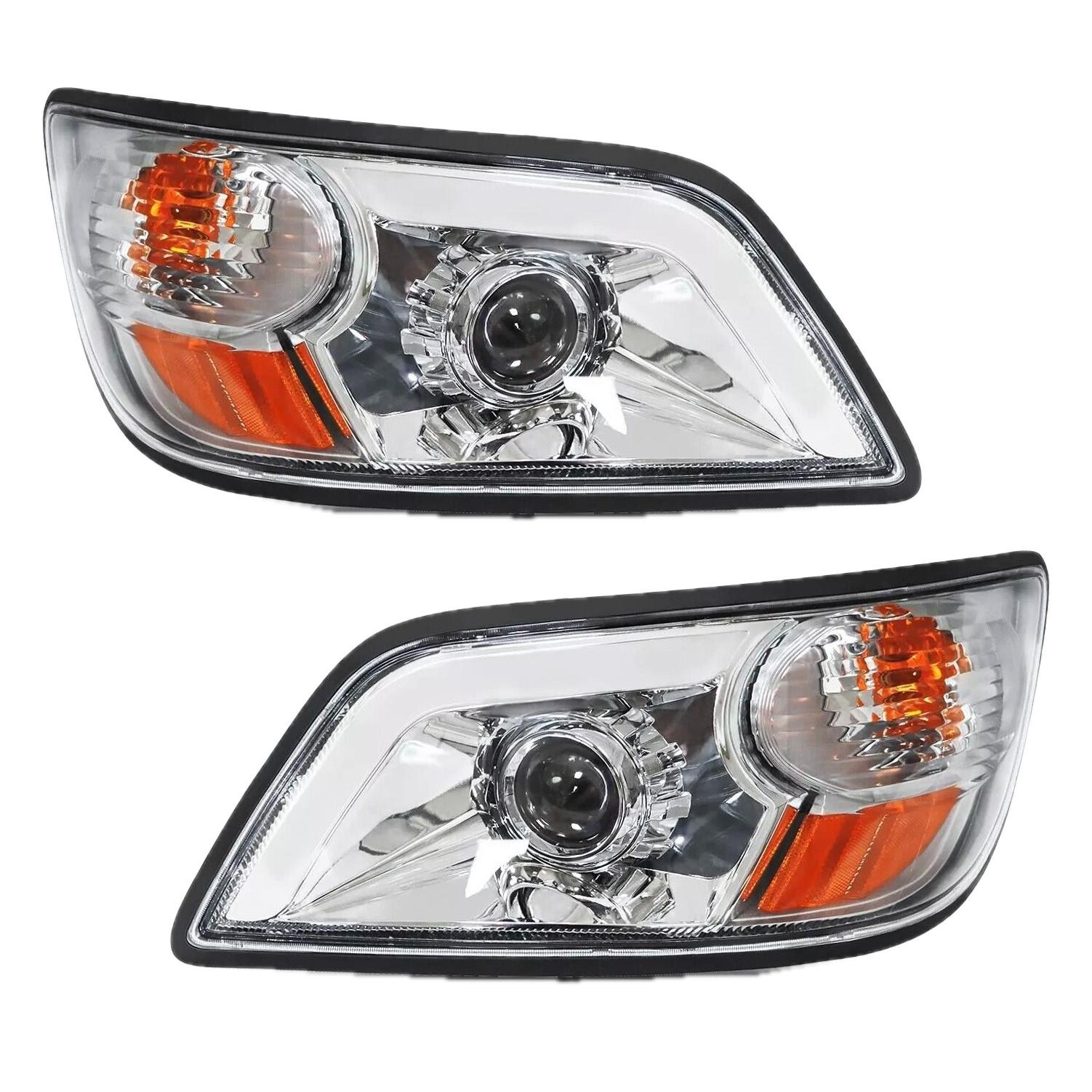 Headlight chrome Pair with LED Left&Right For Hino 238/258/268/338 2006-2020