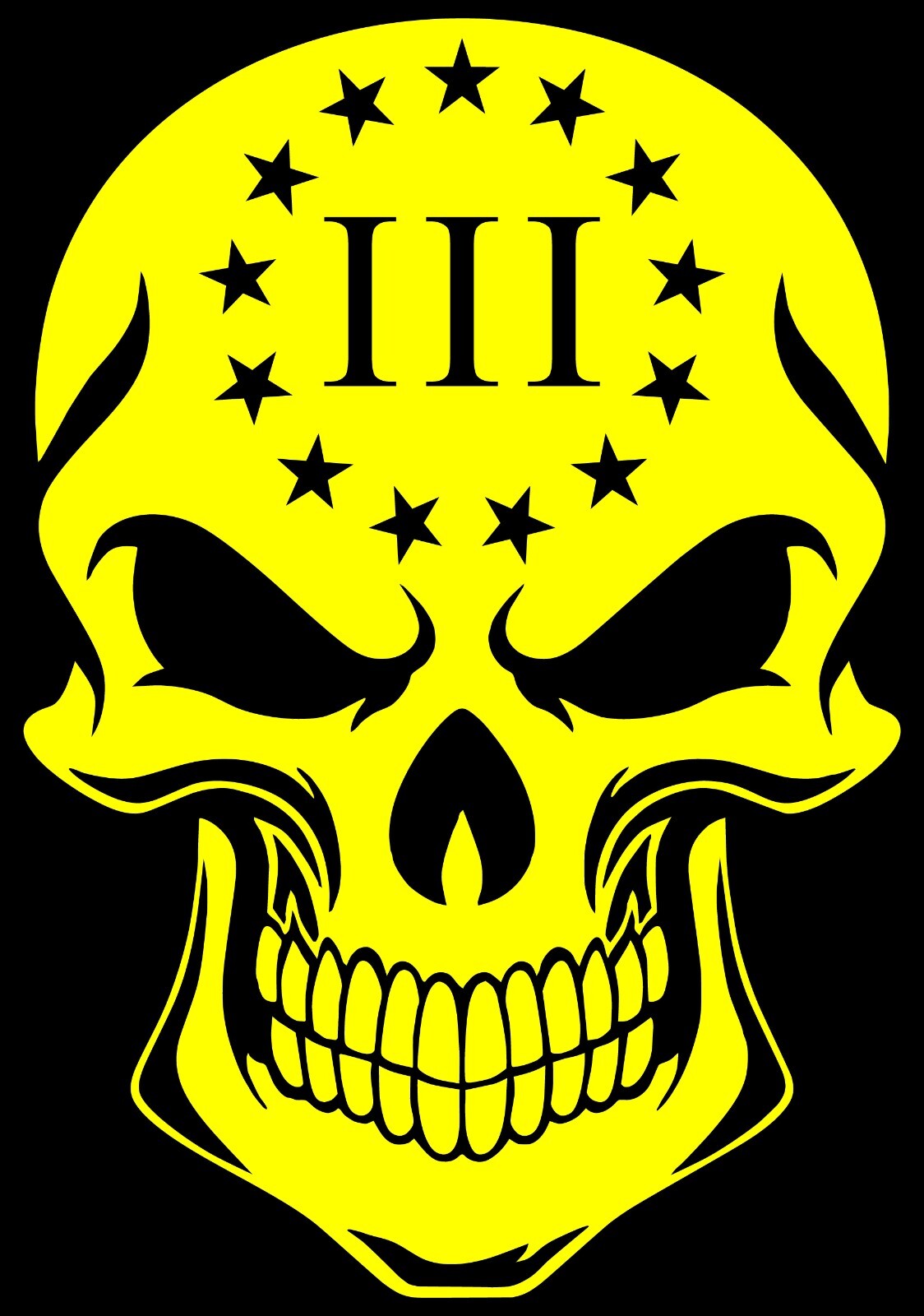 13 Colonies Percenter 3 Logo Solid Skull Vinyl Decal Multiple Colors and Sizes