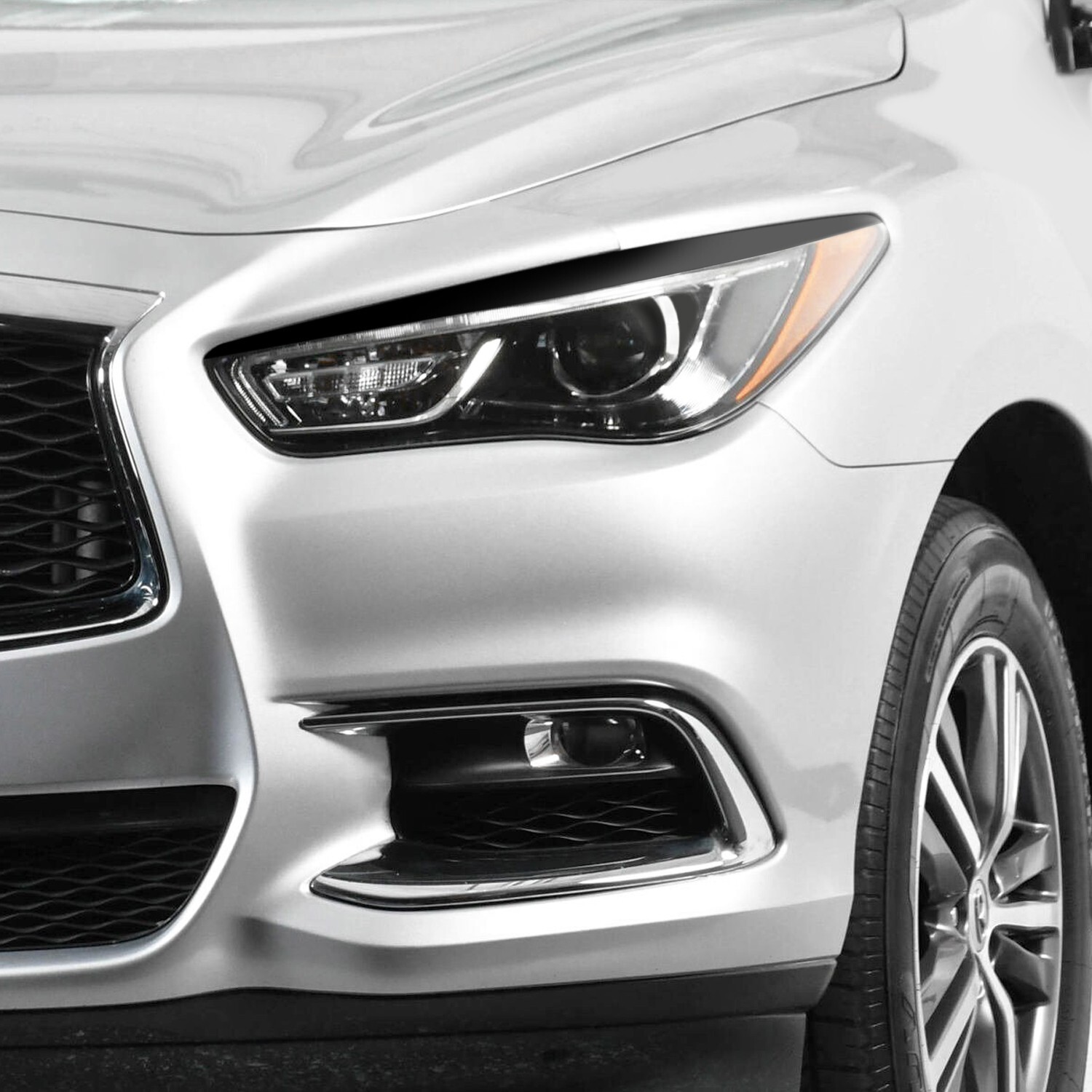 FOR 2016-2021 Infiniti QX60 Headlight Eyelid GLOSS BLACK Precut Vinyl Tint