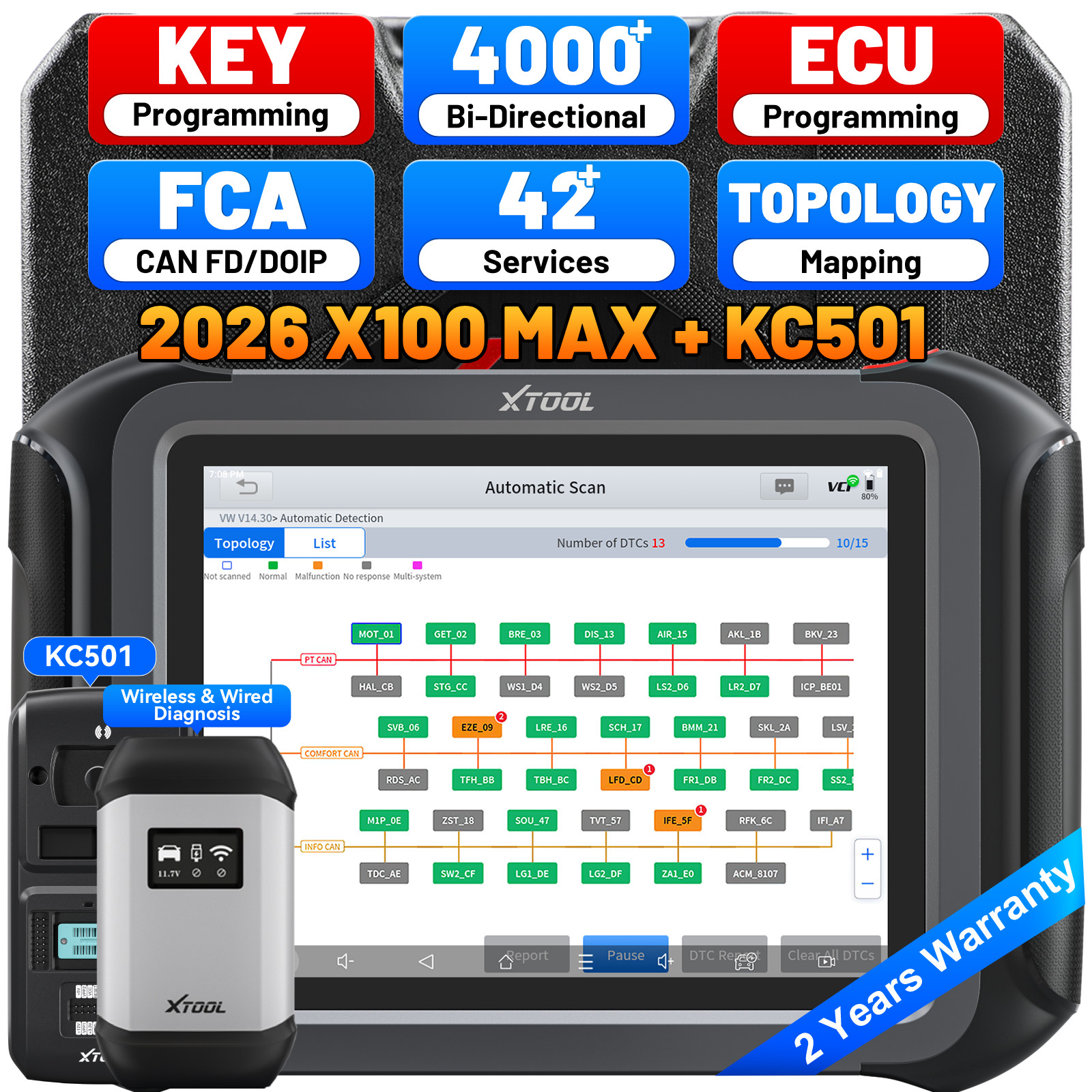 2026 XTOOL X100 MAX Auto Key Programmer Diagnostic Scanner IMMO ECU Programming