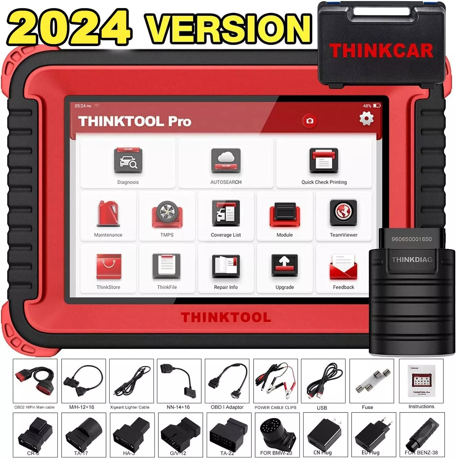 2024 THINKCAR Thinktool PRO 5 V+ Car Diagnostic Scanner Key Coding Bidirectional