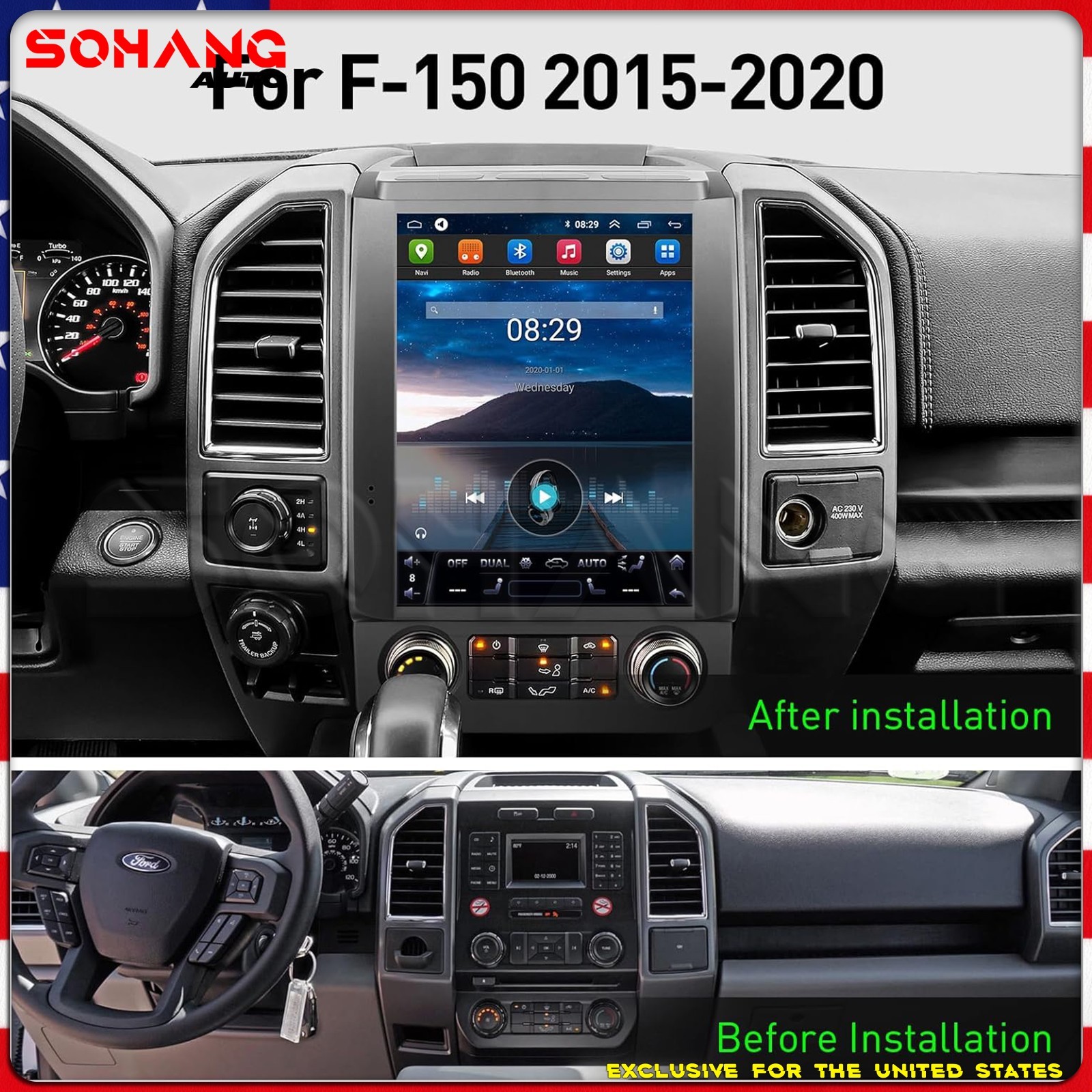 Prime Day | 64G Apple Carplay For 2015-2022 Ford F150 F250 F350 Car Stereo Radio