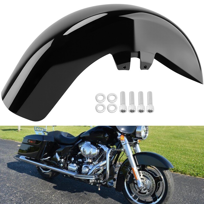Vivid Black Front Fender Fit For Harley Touring Road King Street Glide 1989-2013