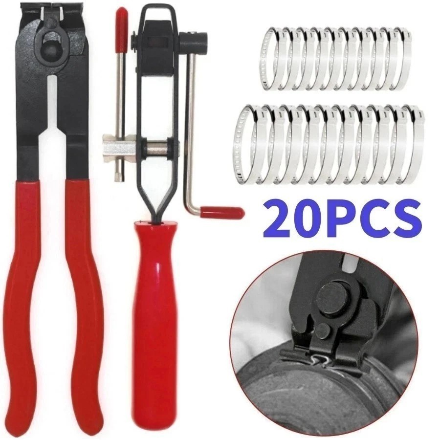 20Pcs CV Joint Boot Clamp Pliers with CV Boot Clamps Kit Ear Type Banding Tool