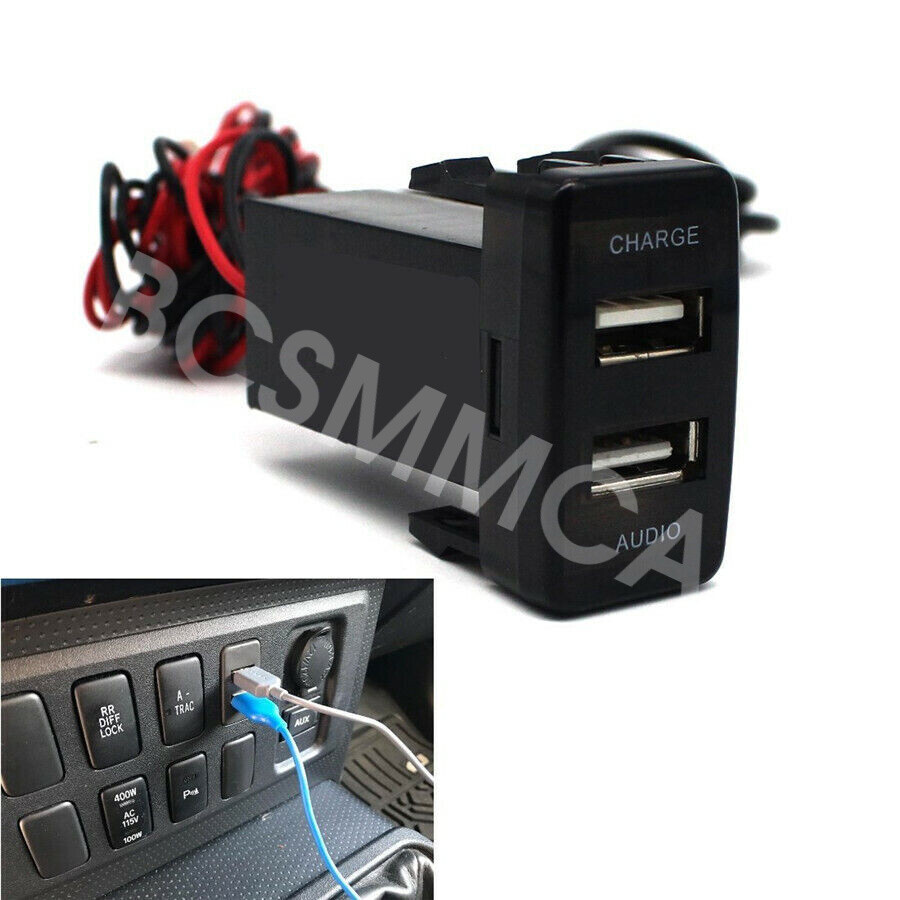 12-24V DC Car Dual USB Charger Fit For Toyota FJ Cruiser 2007-2014 Audio Adapter