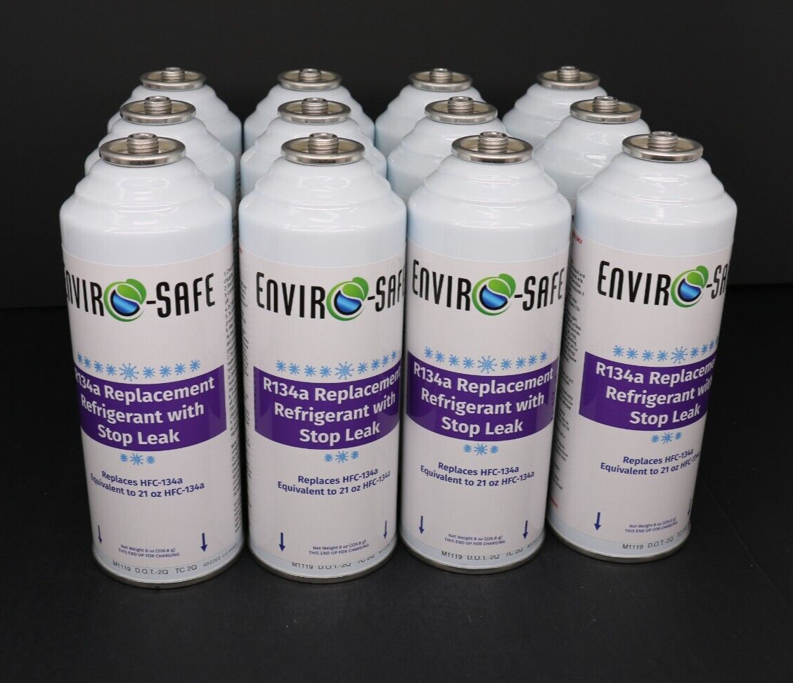 Enviro-Safe Auto R134a Replacement Refrigerant with Stop Leak, case of 12