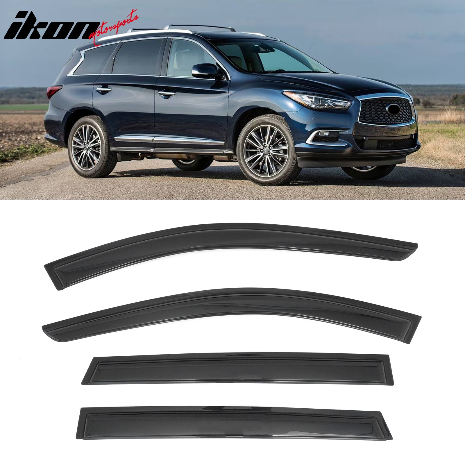 Fits 14-21 Infiniti QX60& 2013 JX35 4PCS Window Visors Smoke Acrylic Rain Shade