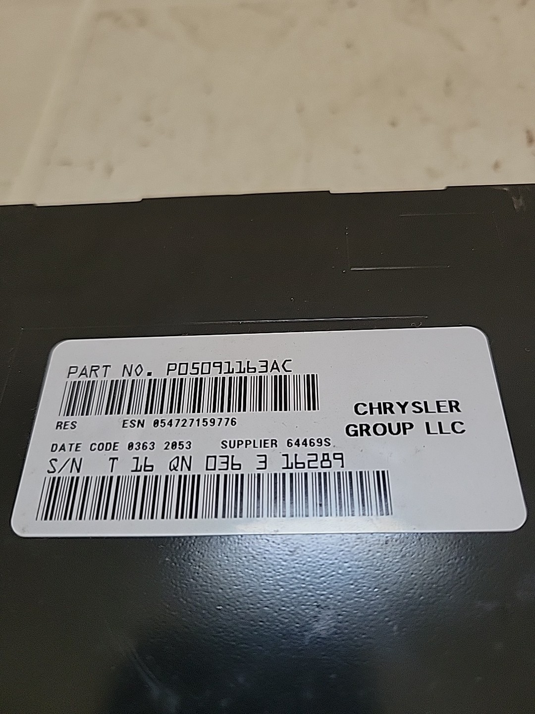 Untested Chrysler Group LLC P05091163AC As-Is Possible Parts Only. Please Read