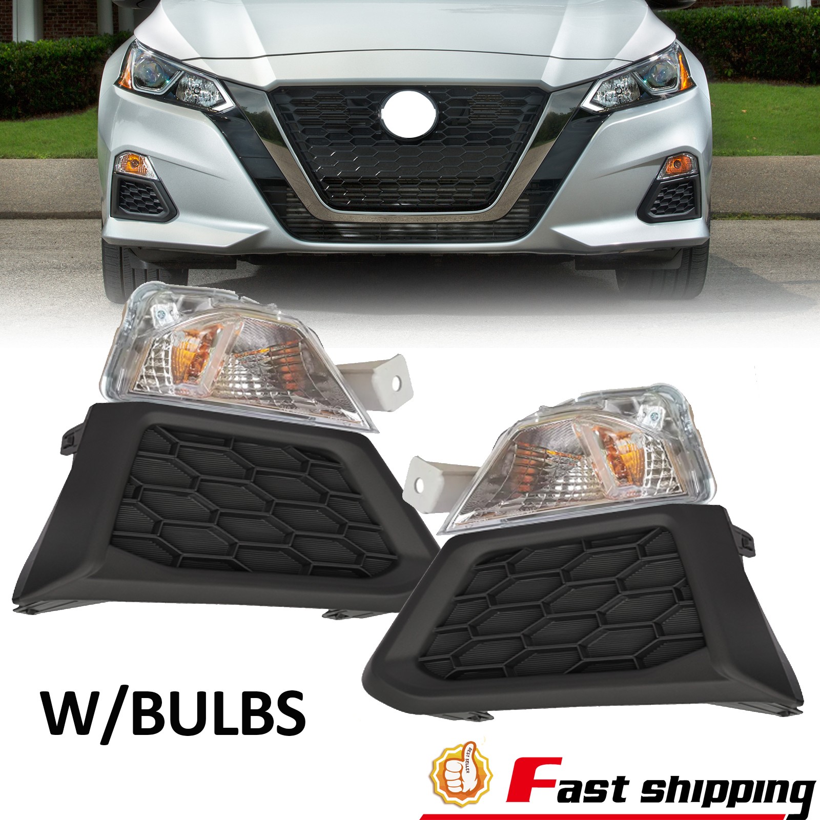 Front Turn Signal Light & Fog Light Trim Kit For 2019-2022 Nissan Altima S SL S