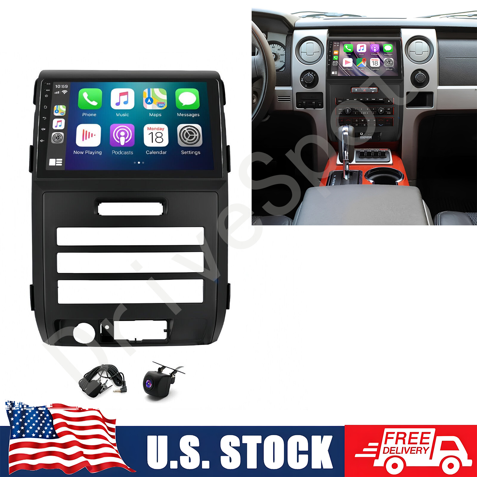 9″ Car Play Android Auto Stereo Radio Built-in WiFi GPS For Ford F150 2009-14 US