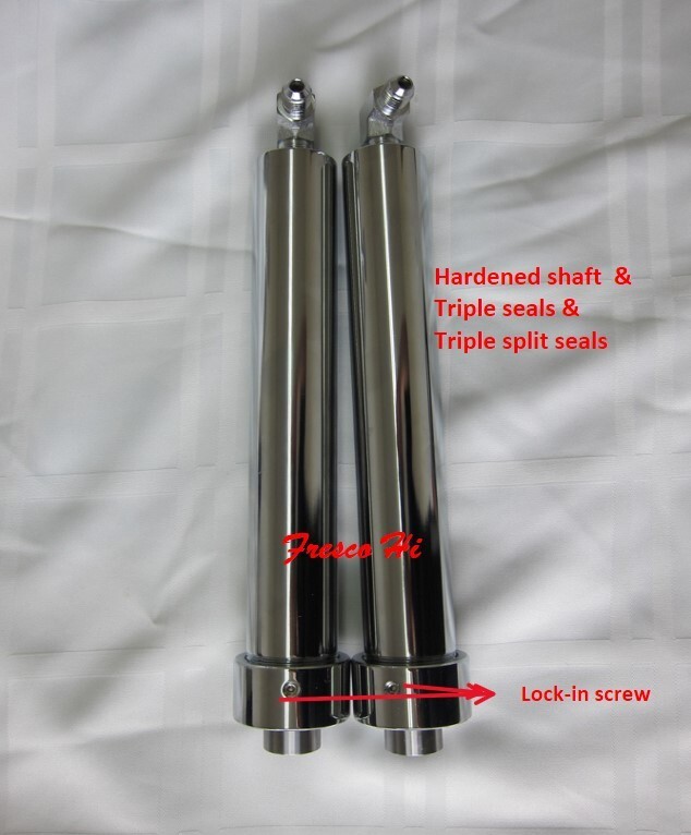 Lowrider Hydraulics 8″ chrome cylinders, lock-in screw, elbows, triple seals