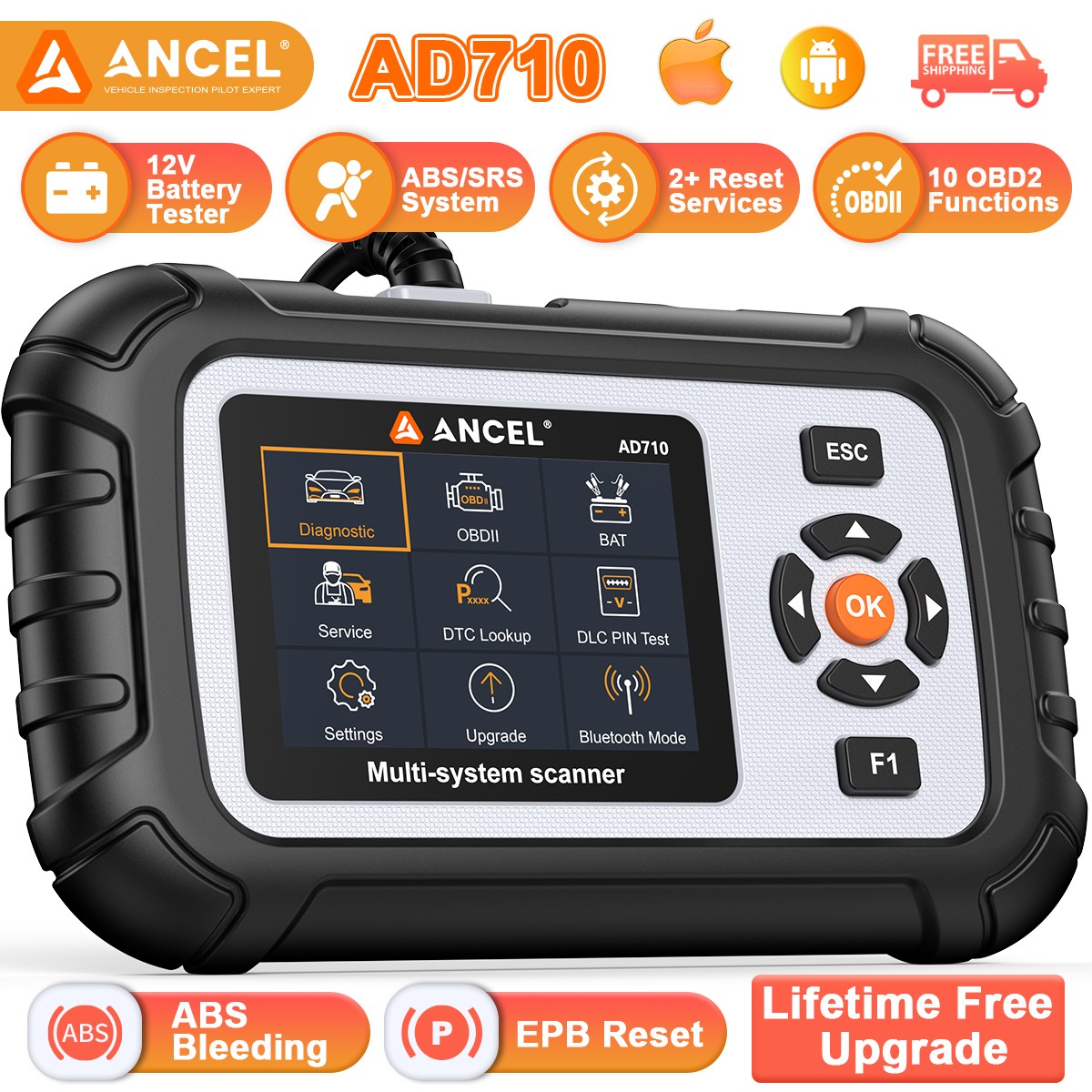 ANCEL AD710 OBD2 Scanner Car Diagnostic Tool ABS Bleeding Fit For BMW VW Audi