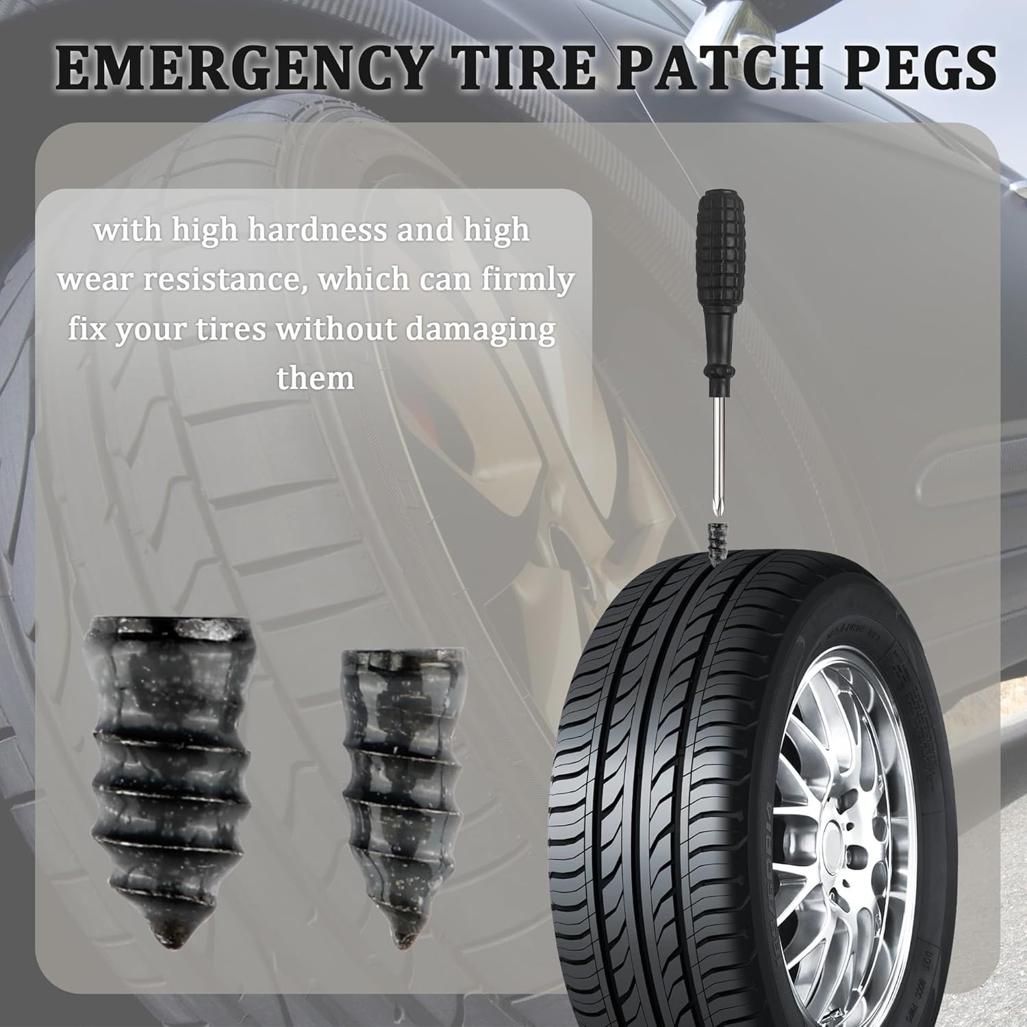 100 Pcs Rubber Tire Nail Repair Kit Screw In Tire Plugs for Car Truck SUV Van
