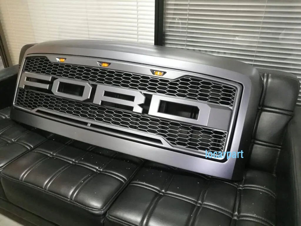 For Ford F250 F350 Mesh Grill 2008 09 2010 Super Duty Front Grille w/Letter+LED