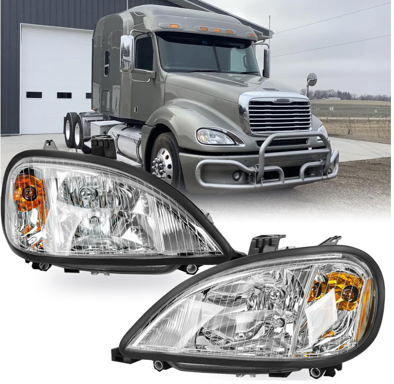 2004-2017 Freightliner Columbia Black LED Headlights Pair Assembly Headlamps