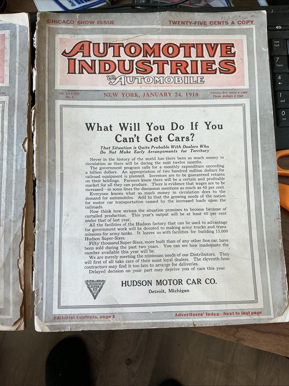 Two Issues Automotive Industries Magazine 1918 Automobile Auto Advertisement