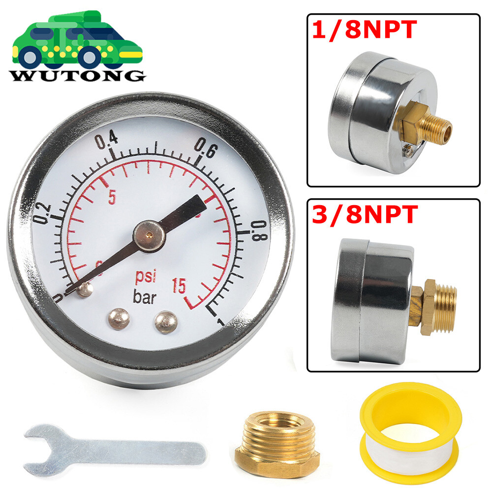 Fuel Pressure Gauge For Holley Carburetor Carb 0-15 psi Chrome White Dial