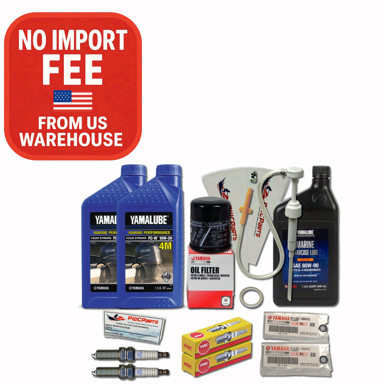 YAMAHA F25ELH Oil Change Gear Lube Gaskets Spark Plugs Maintenance Kit PWC-YM-F2
