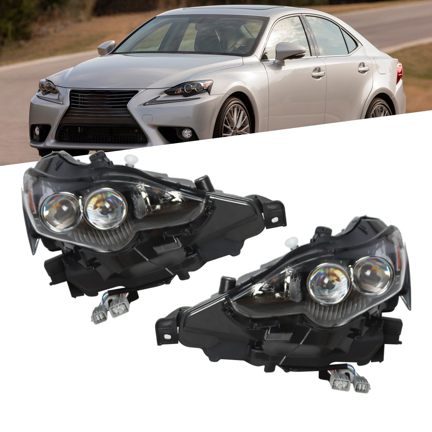LED Headlights Left Right Pair For Lexus IS250 IS200T IS300 IS350 2014-2016