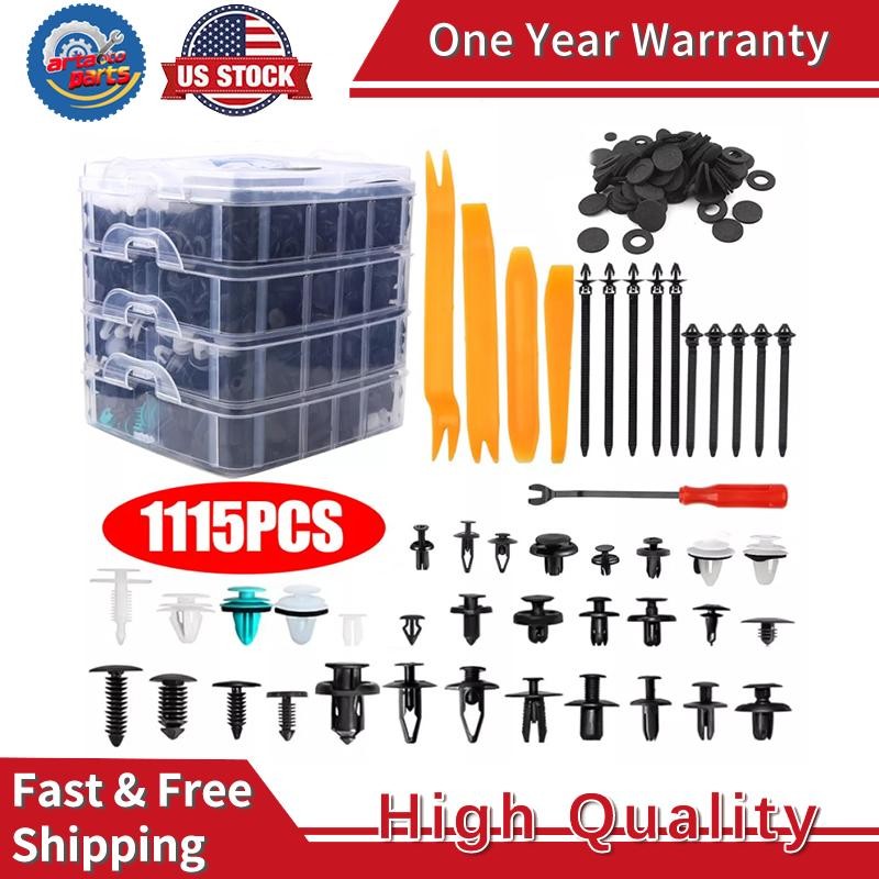 1115PCS Car Retainer Clips Auto Fasteners Push Trim Clips Pin Rivet Bumper Kit