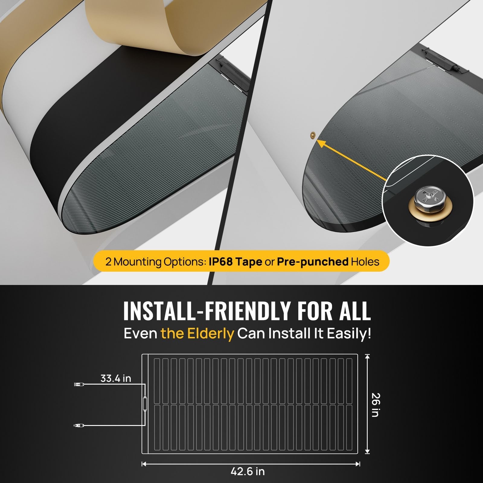 BougeRV Yuma 100W CIGS Solar Panel Thin-Film Flexible Anti-Shading with Tape