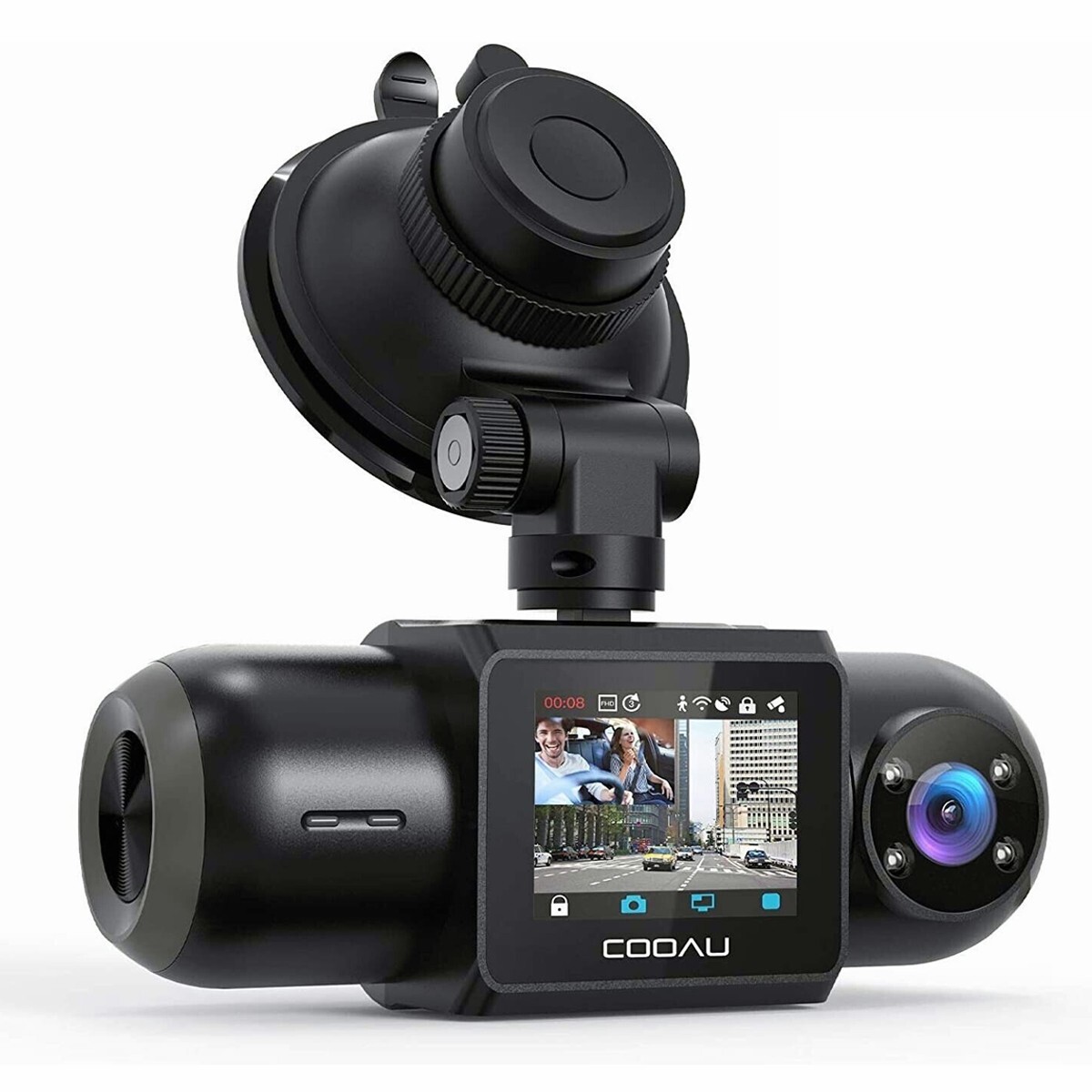 COOAU Dash Cam,Built-in GPS WiFi , Front and Inside Car Camera Recorder for Uber