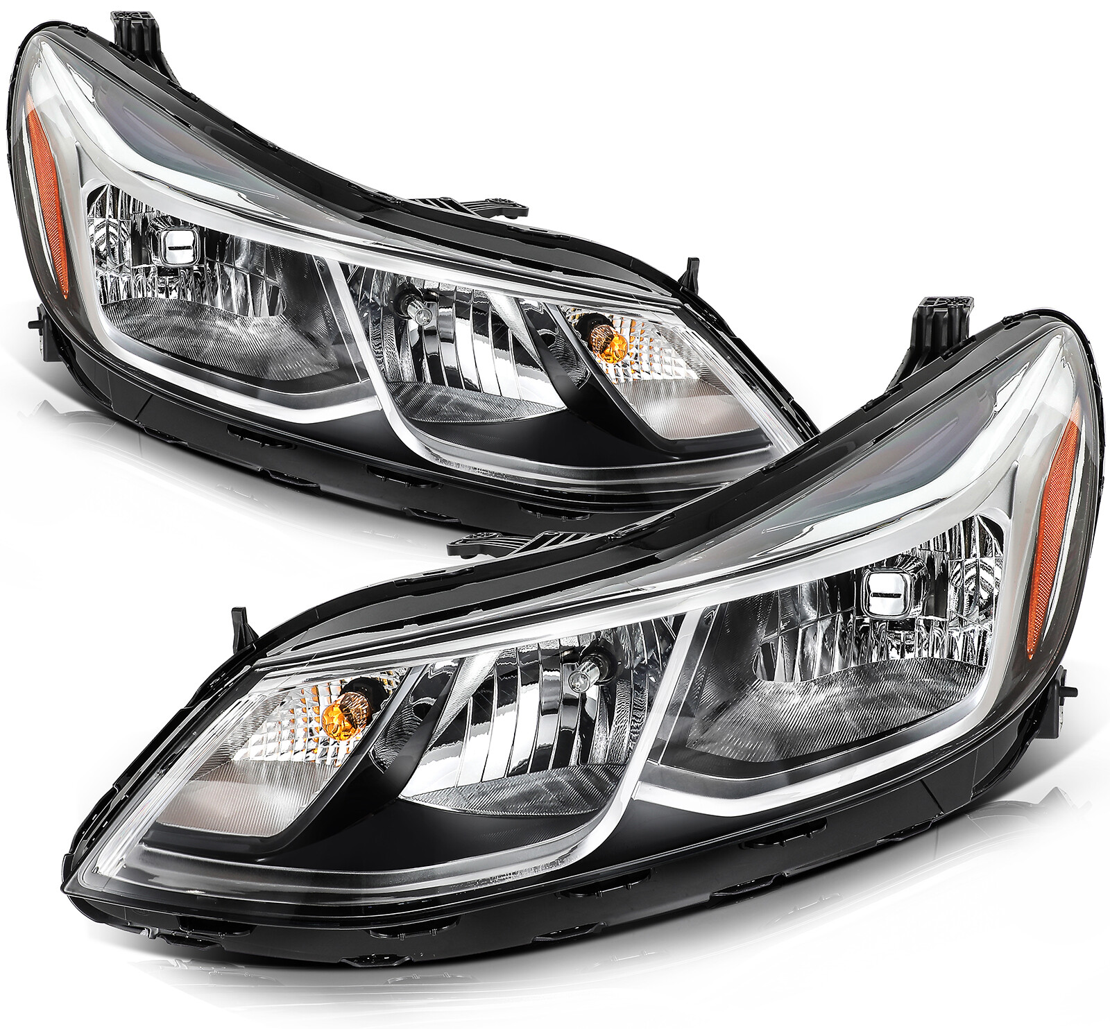 Chrome Headlight Assembly Set For 2016-2019 Chevrolet Chevy Cruze Hatchback 4-Dr