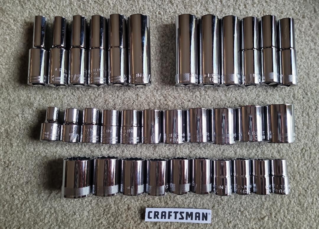 CRAFTSMAN 33pc Short & Deep 1/2 SAE METRIC 12pt ratchet wrench socket set