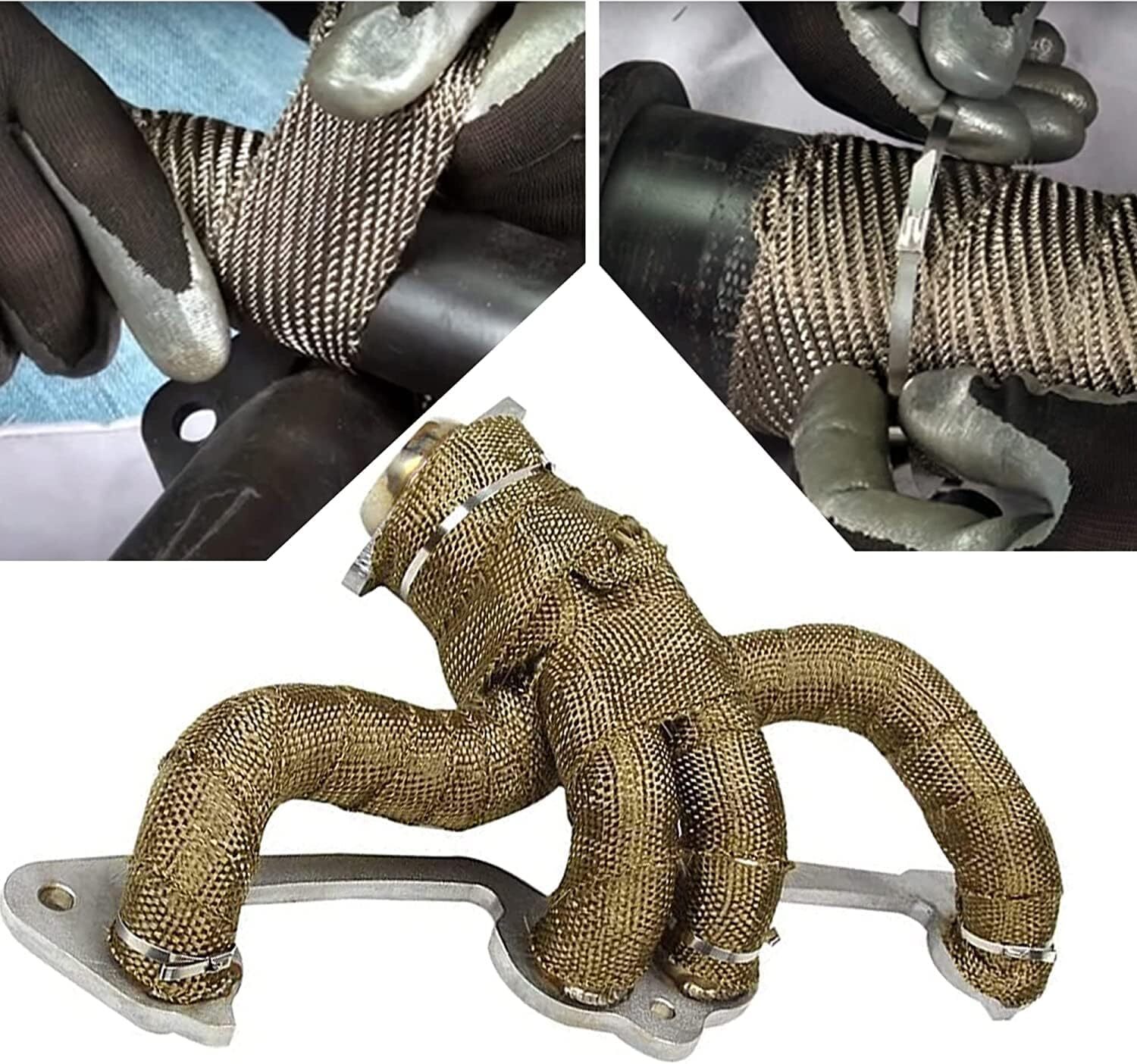Titanium 2″ 50FT Exhaust Header Heat Wrap Trap Motorcycle Fiberglass +6 Ties
