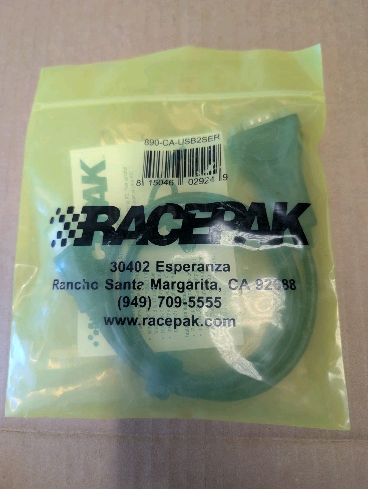 Racepak 890-CA-USB2SER USB Adapter to 9-pin Serial Port NHRA Drag Race