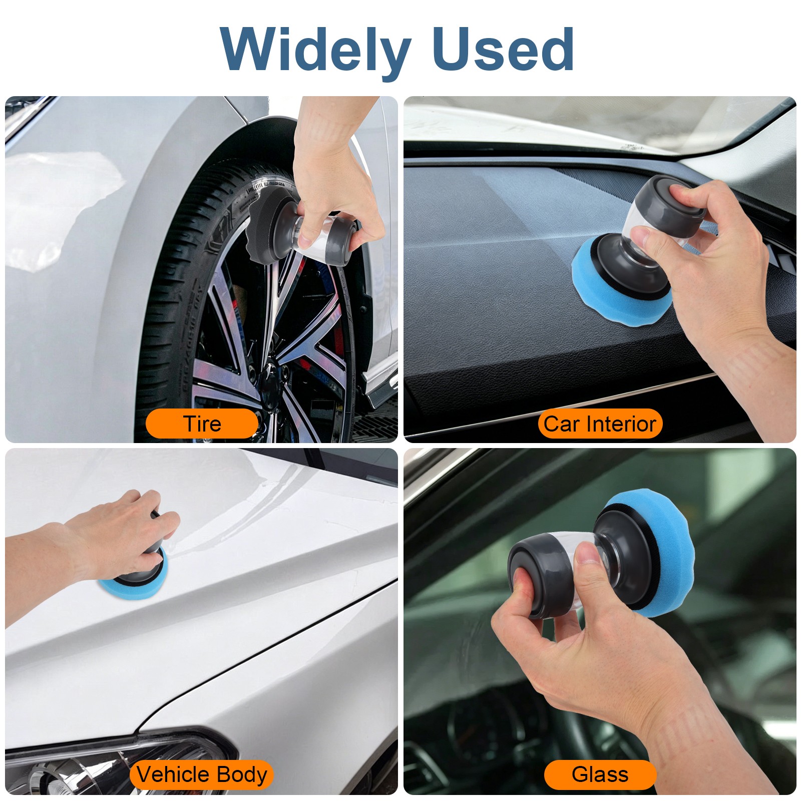 Flow Tire Shine Applicator Reusable Foam Sponge Brush Kit for Car Wheel Dressing