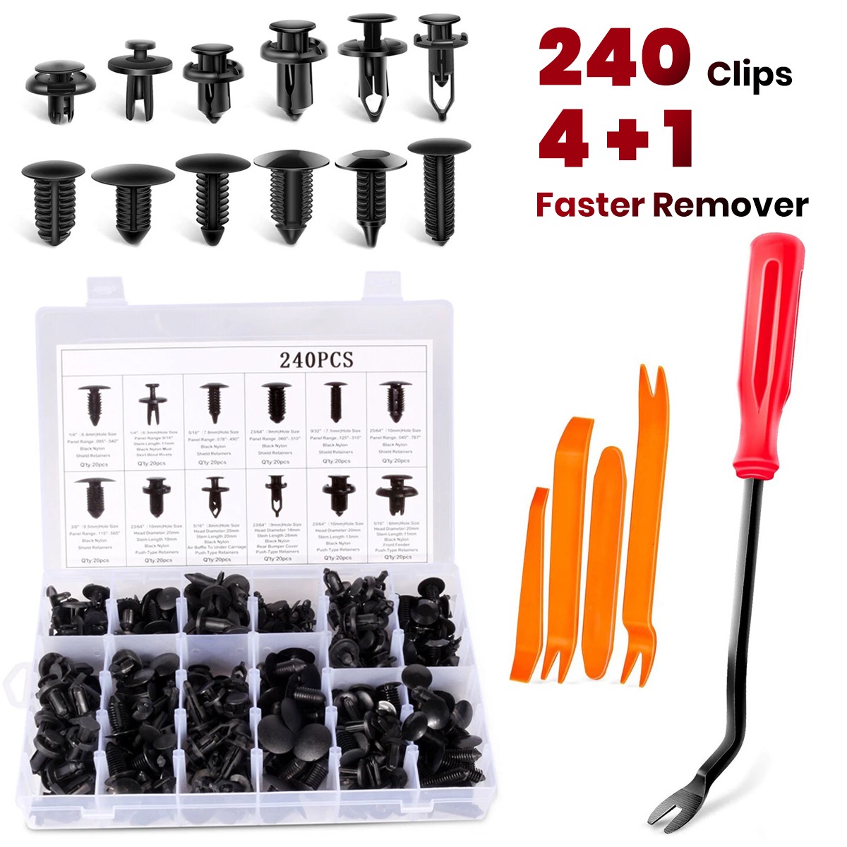 240Pc Bumper Clips Retainer Auto Car Rivets Fastener Fender Push Pin Trim Kit US