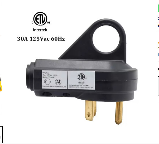 30 Amp RV Plug Replacement Male Plug End Female plug Camper Power Adapter 30A