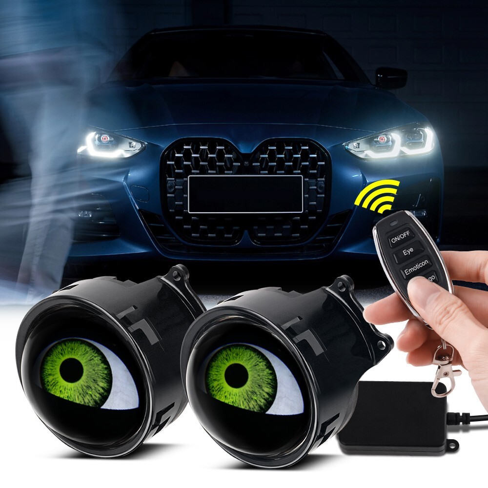 Devil Eyes LED headlights dynamic remote control 33 modes of lenses Blink lights
