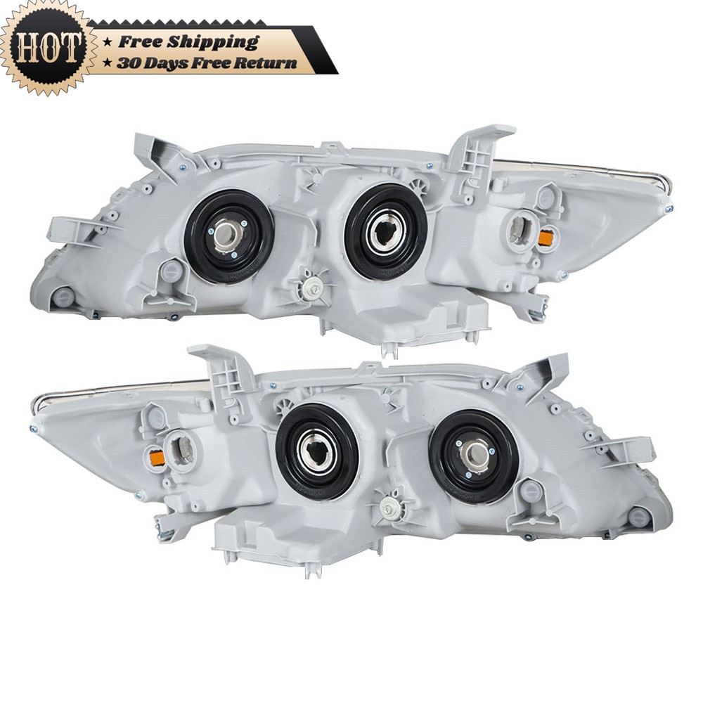 Silscvtt Left+Right Side Headlights For Toyota Camry 2007 08 2009 Chrome Housing