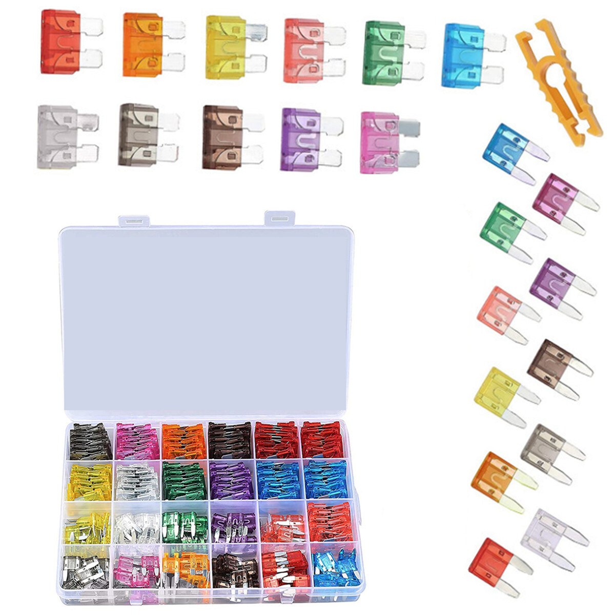 Car Blade-Type Fuse Kits Mini Size 2A 3A 5A 7.5A 10A 15A 20A 30A 35A 40A 250Pcs