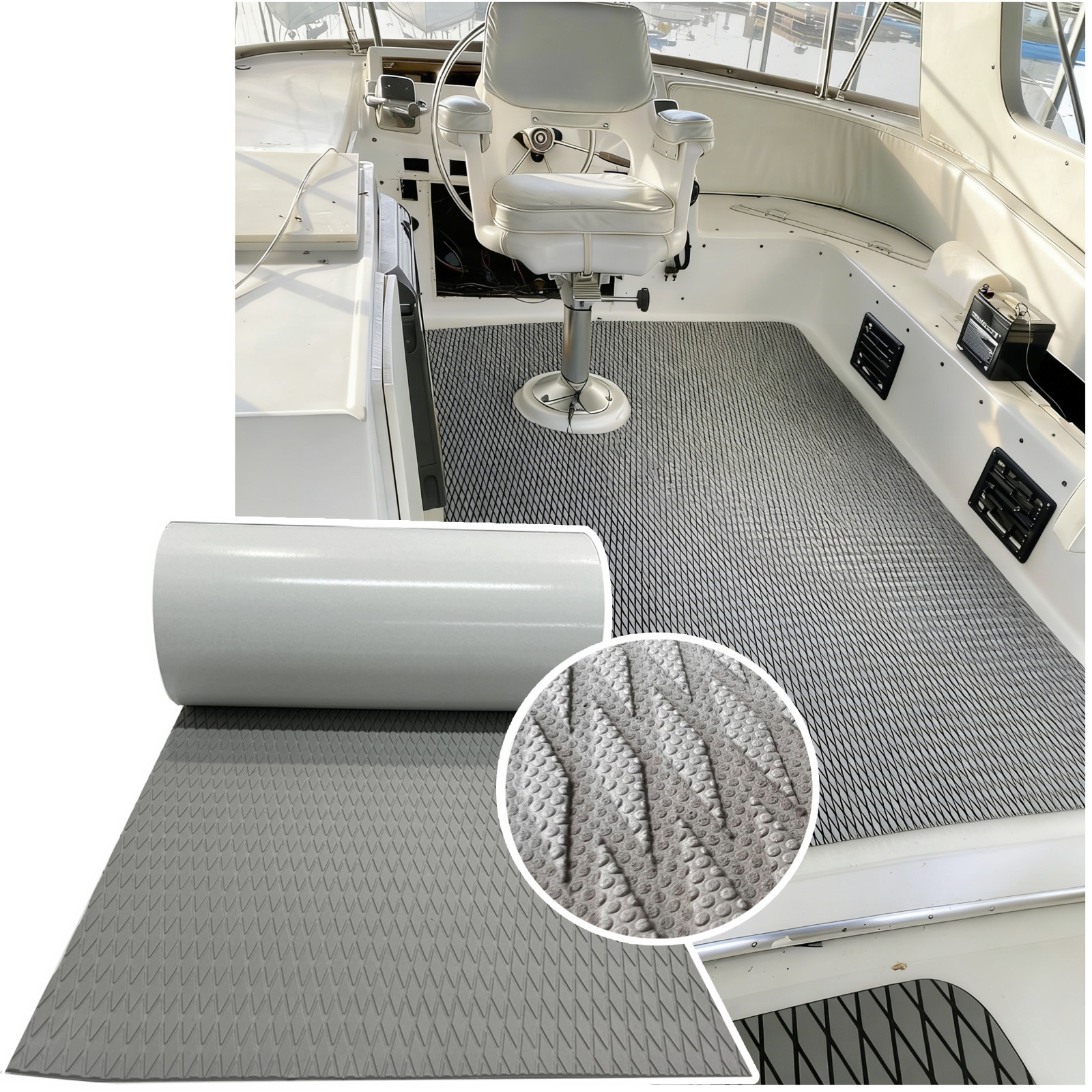 Boat Flooring EVA Foam Boat Decking Marine Traction Pad for Yacht 94″ ×35″ Gray