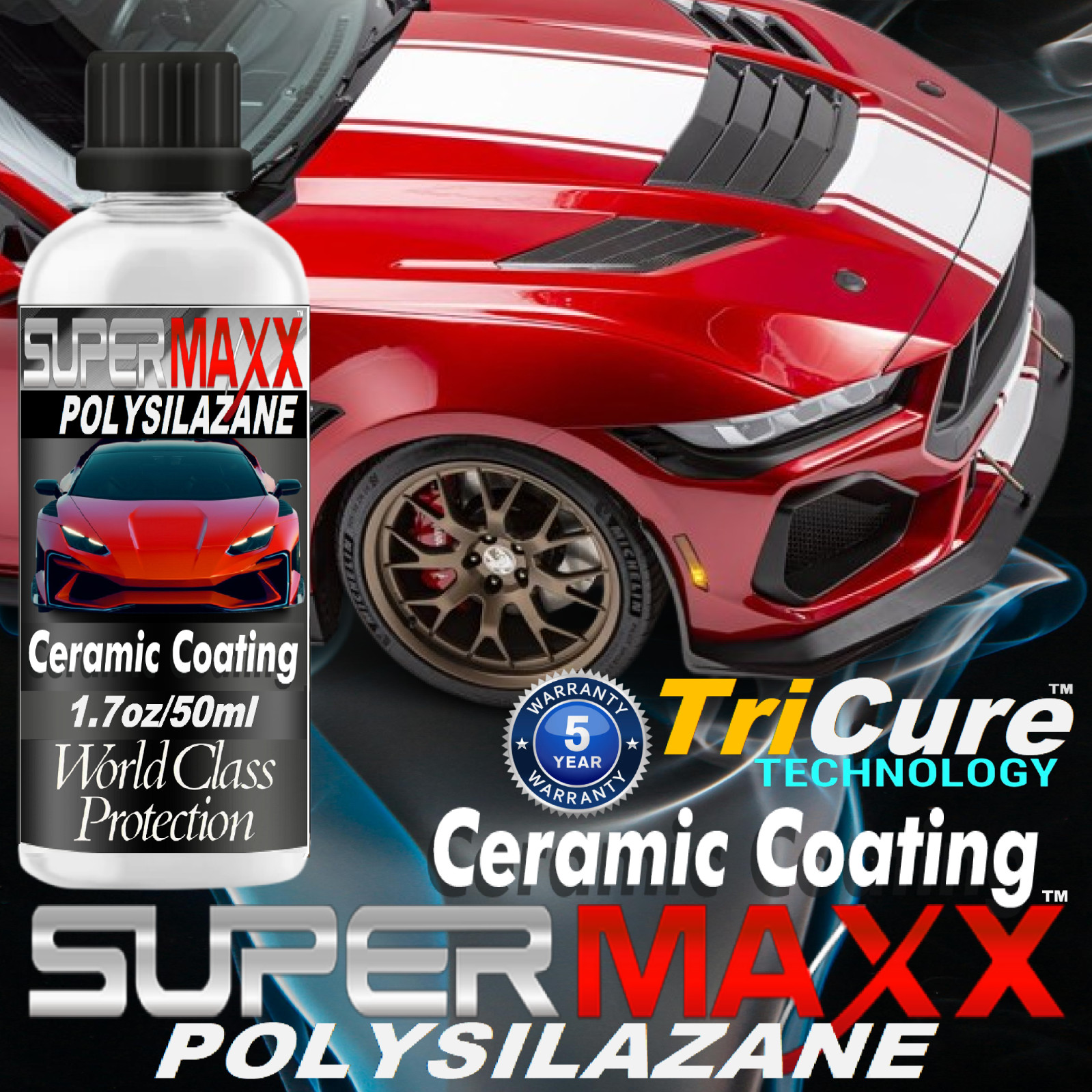 CERAMIC CAR COATING WORLD’S STRONGEST 5 YEAR DURABILITY CAR COATING 50ML/1.7 OZ