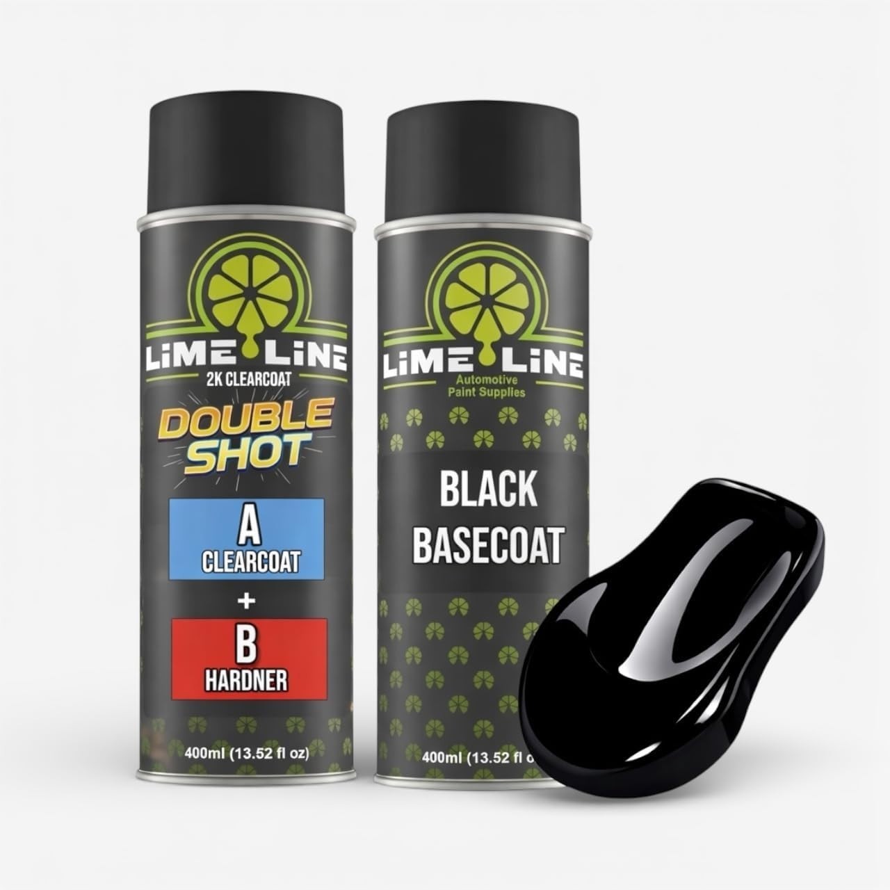 LiME LiNE Automotive Black Basecoat Spray Paint + 2K Clearcoat Aerosol Kit