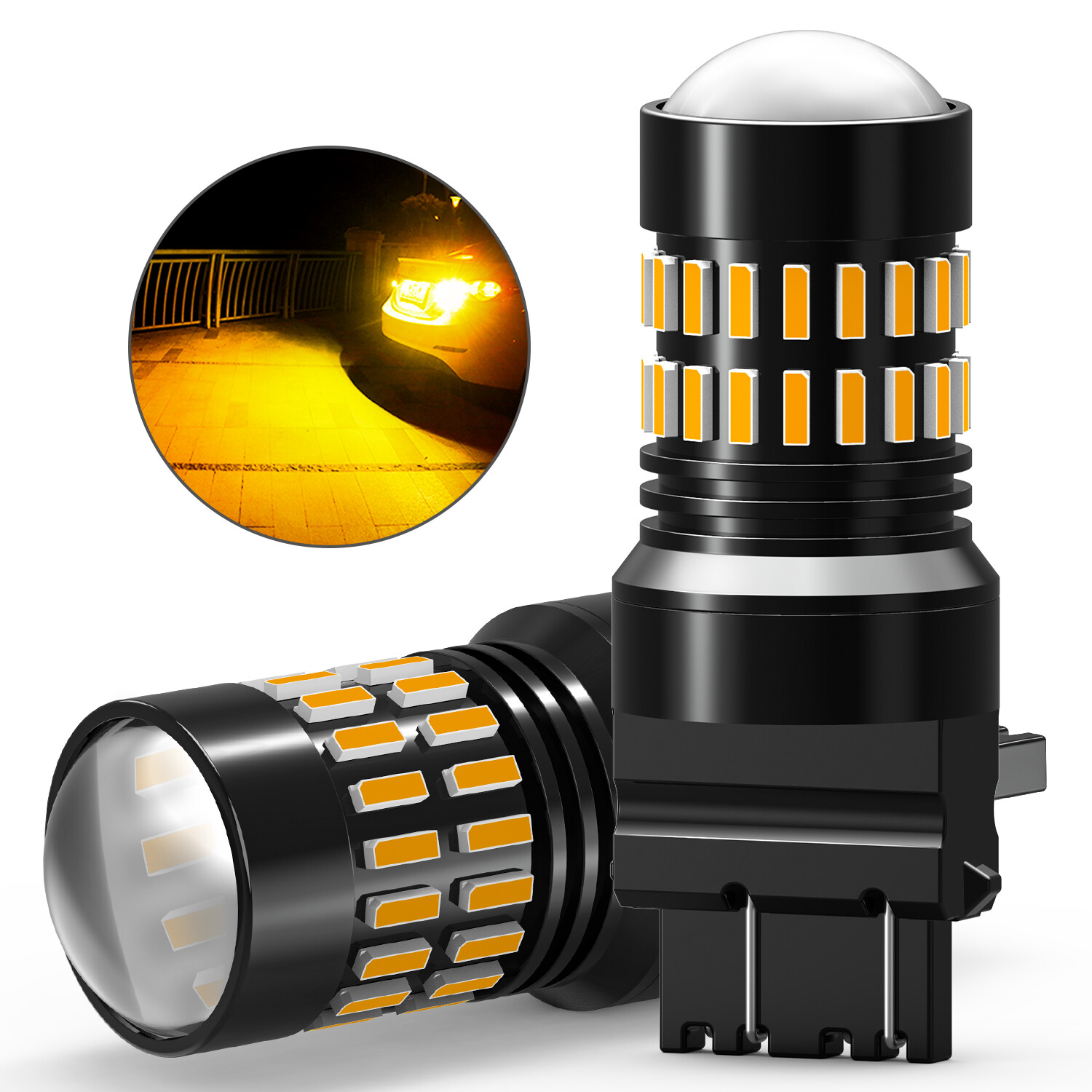 AUXITO NO HYPER FLASH 3157 3156 LED FRONT TURN SIGNAL PARKING LIGHTS BULBS AMBER