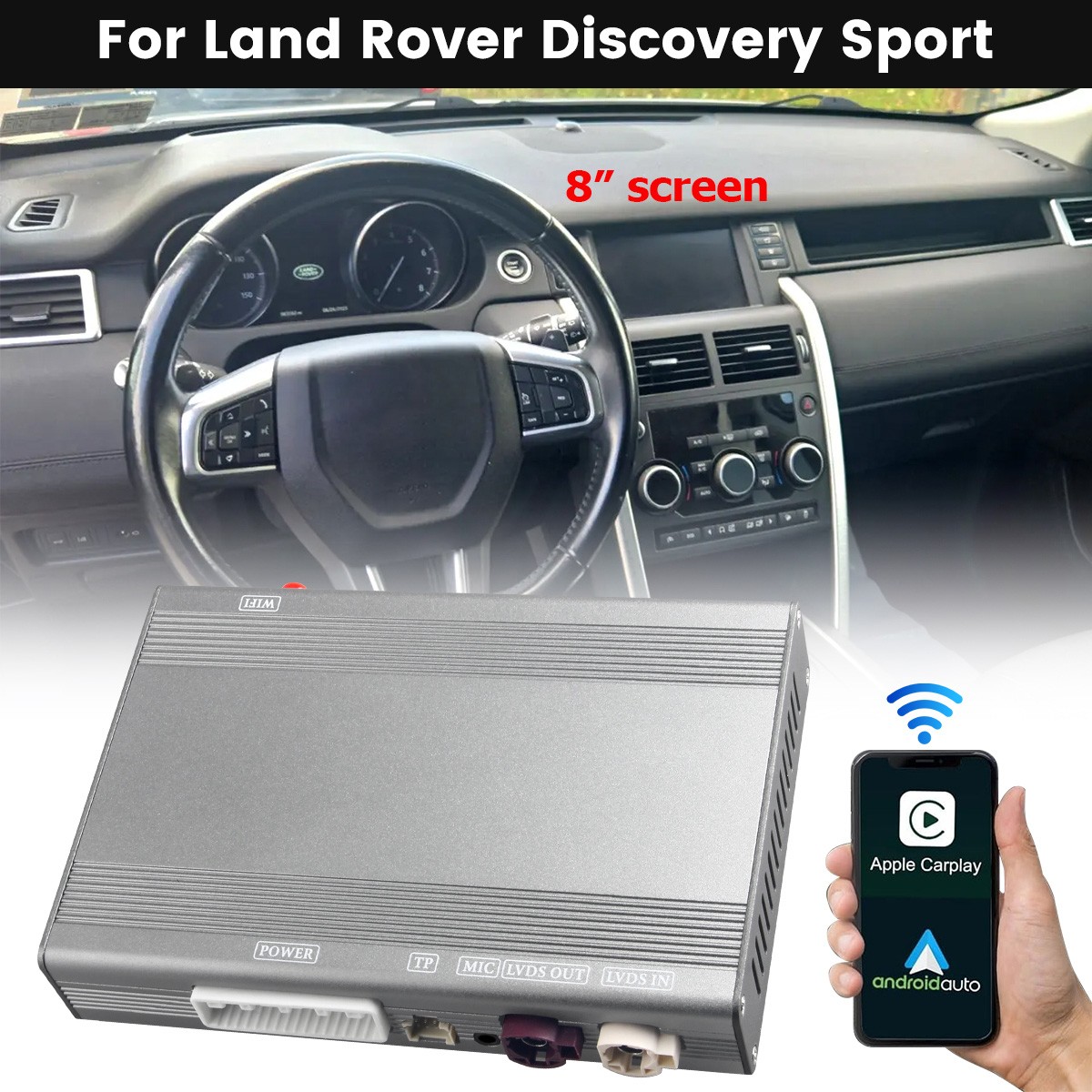 Wireless Carplay Android Auto For Land Rover Discovery Sport 2015-2019 8″ Screen