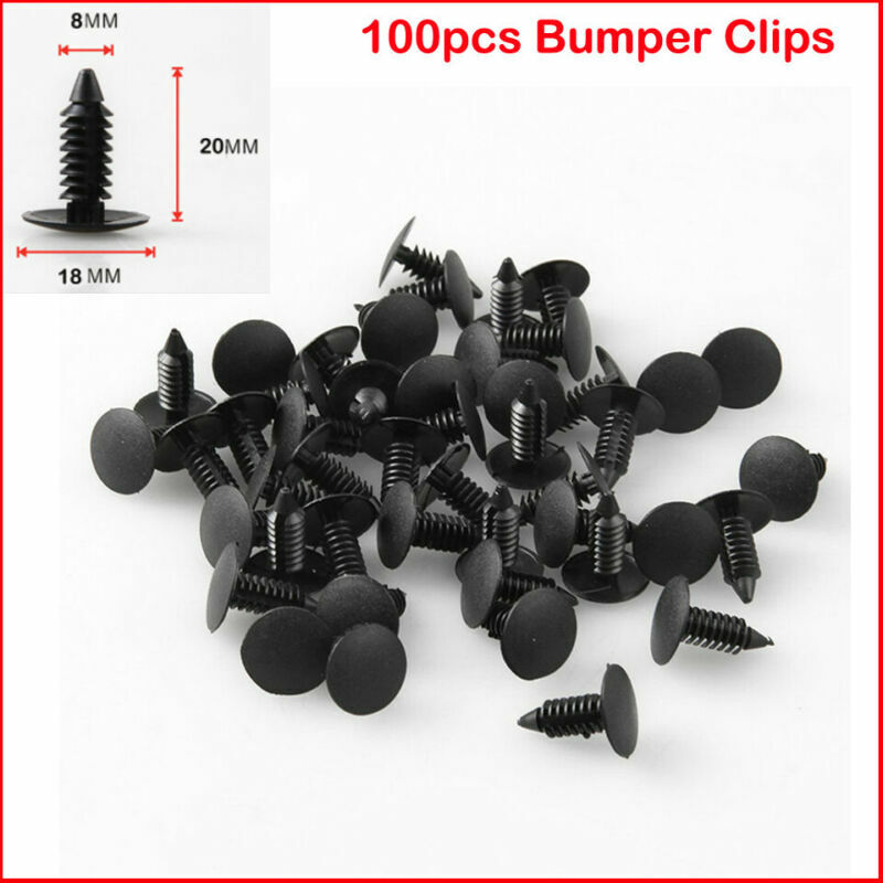 100X 8mm Bumper Clip Car Hole Plastic Rivet Fastener Bumper Clip Fender Push Pin