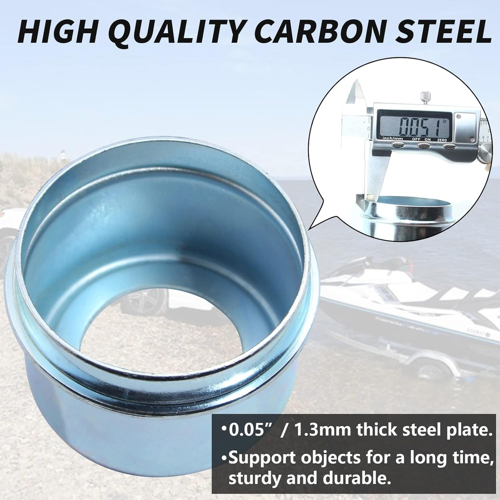 Trailer Hub Cap 1.98 Inch Dust Cover for 2000 to 3500 Pound Axles, Steel, Grease