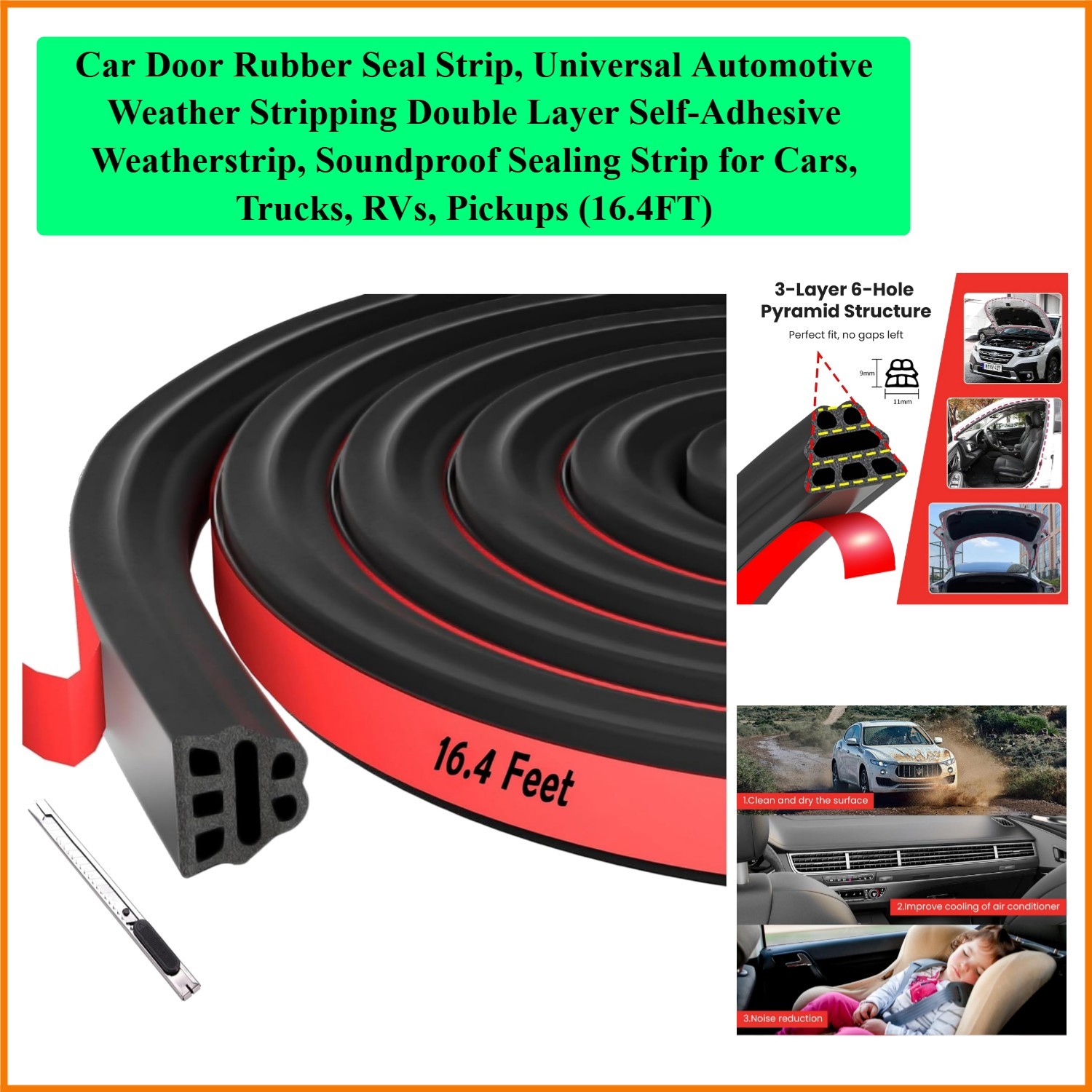Car Door Rubber Seal Strip, Universal Automotive Weather Stripping Double Lay…