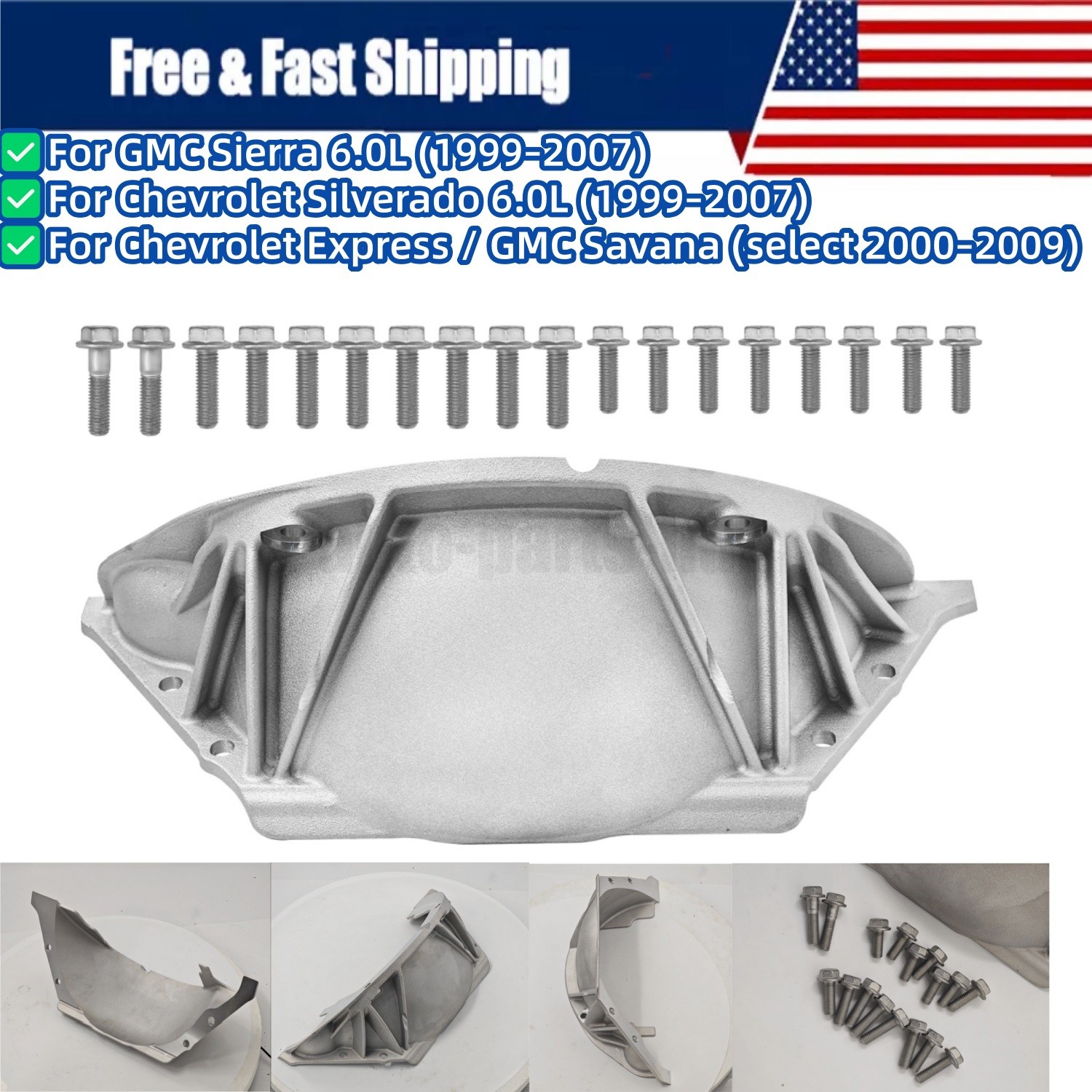 Transmission Dust Cover Trans Inspection Cover Kit & Bolts For GM LS 4L80 4L80E