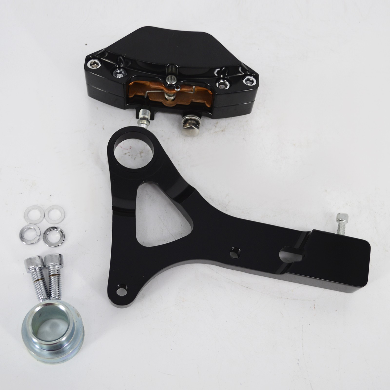 Black Rear Disc Brake Caliper Assembly Kit Fit For Harley Dyna FXD 2008-2013