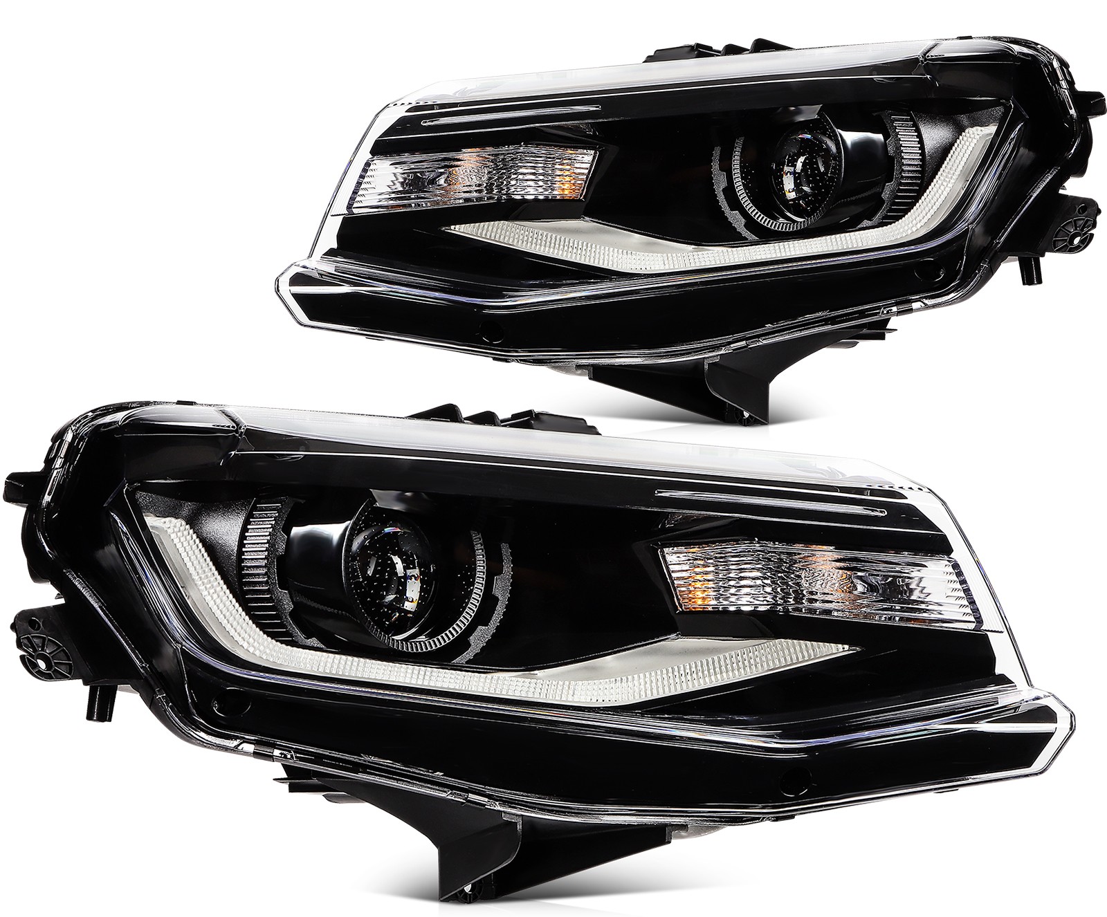 LED DRL Headlights Assembly Left+Right For 2016-18 Chevy Camaro w/Projector